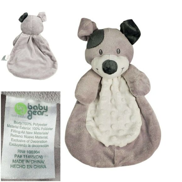 Baby Gear LoveyPuppy Dog Gray Cream Security Baby Blanket Plush Minky Dots 11" - Picture 1 of 8